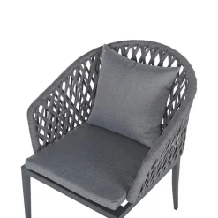 Tuinstoelen-Beliani LIPARI - Tuinstoel set van 2 - Grijs - Aluminium