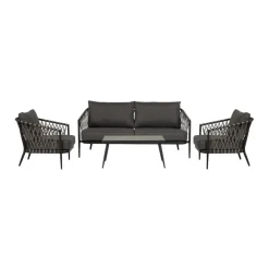 Loungesets-Leen Bakker Lisomme Christel 4 delige tuin loungeset donkergrijs