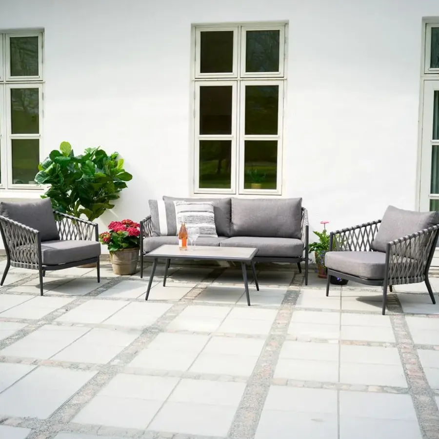 Loungesets-Leen Bakker Lisomme Christel 4 delige tuin loungeset donkergrijs