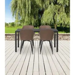 Leen Bakker Lisomme Stan tuintafel zwart - 150 x 90 cm