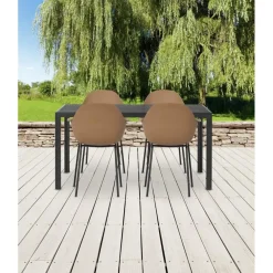 Leen Bakker Lisomme Stan tuintafel zwart - 150 x 90 cm