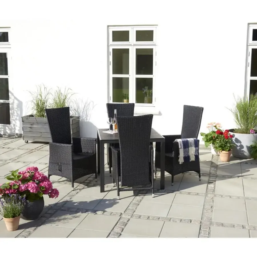 Tuintafels-Leen Bakker Lisomme Vinn tuintafel zwart - 90 x 90 cm