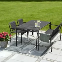 Tuinstoelen-Leen Bakker Lisomme Zahra metalen tuinstoel zwart - met armleuningen