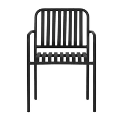 Tuinstoelen-Leen Bakker Lisomme Zahra metalen tuinstoel zwart - met armleuningen