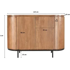 Livingfurn - Dressoir Noor Natural 115cm - Mangohout / Gecoat Staal