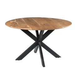 Industriële Eettafels-Livingfurn - e Ronde Eetkamertafel - - Acasia Hout - 120 cm - Bruin