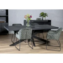 Rechthoekige Eettafels|Industriële Eettafels-Livingfurn - e Zwart Eetkamertafel kala - Mango Hout - 200 cm