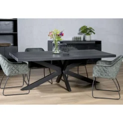 Rechthoekige Eettafels|Industriële Eettafels-Livingfurn - e Zwart Eetkamertafel kala - Mango Hout - 200 cm