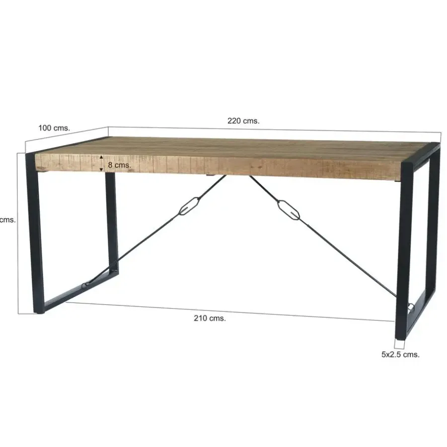 Livingfurn - Eetkamertafel Nairobi - U-Poten - Mangohout - 220x100 cm