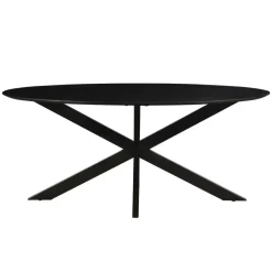 Houten Eettafels|Ovale Eettafels-Livingfurn - Eetkamertafel Oslo Oval Black 160 cm - Mangohout