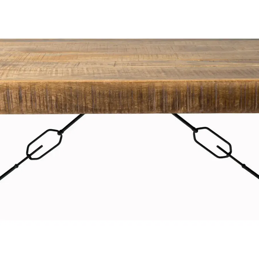 Industriële Eettafels-Livingfurn - Eetkamertafel Nairobi - U-Pot - Mango Hout - 140x80 cm - Bruin