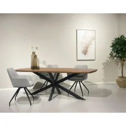 Industriële Eettafels-Livingfurn - Eetkamertafel Jesper Danish Oval 210cm - Mangohout