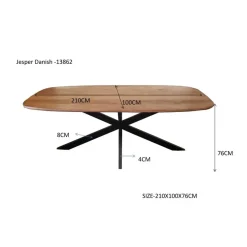 Industriële Eettafels-Livingfurn - Eetkamertafel Jesper Danish Oval 210cm - Mangohout