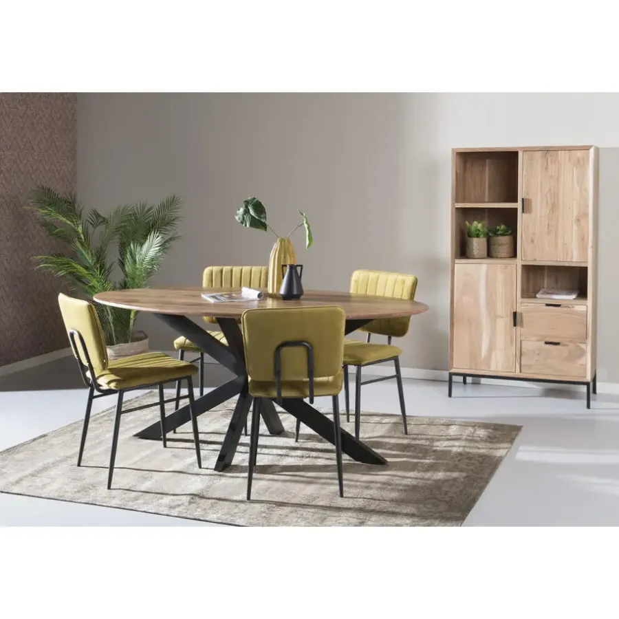 Industriële Eettafels-Livingfurn - Eetkamertafel Oslo - AcasiaHout - 180cm - Bruin