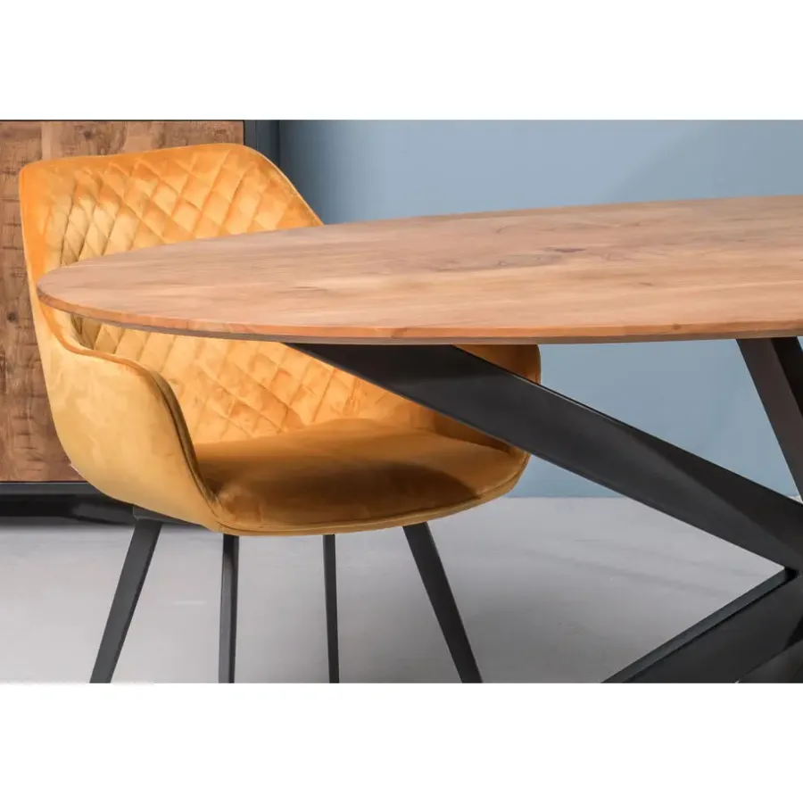 Industriële Eettafels-Livingfurn - Eetkamertafel Oslo - AcasiaHout - 180cm - Bruin