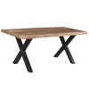 Rechthoekige Eettafels|Industriële Eettafels-Livingfurn - Eetkamertafel Tree - X-Poten - Mango Hout - 220 - Bruin