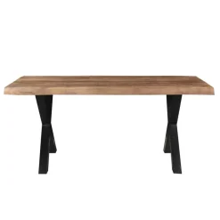 Rechthoekige Eettafels|Industriële Eettafels-Livingfurn - Eetkamertafel Tree - X-Poten - Mango Hout - 220 - Bruin