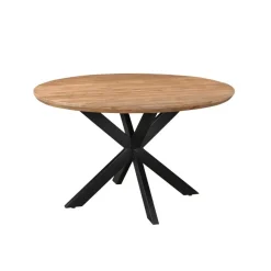 Houten Eettafels|Ronde Eettafels-Livingfurn - Eetkamertafel Jesper Round 130cm - Mangohout / Gecoat Staal