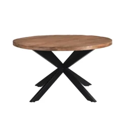 Ronde Eettafels-Livingfurn - Eetkamertafel Rocky Round Spider 150cm - Mangohout / Gecoat Staal