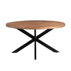Ronde Eettafels-Livingfurn - Eetkamertafel Rocky Round Spider 150cm - Mangohout / Gecoat Staal