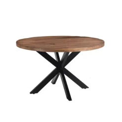 Ronde Eettafels-Livingfurn - Eetkamertafel Rocky Round Spider 150cm - Mangohout / Gecoat Staal