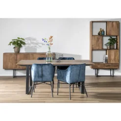 Industriële Eettafels-Livingfurn - Eetkamertafel Valdez - U poot - Mango Hout - 200 cm - Bruin