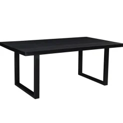 Rechthoekige Eettafels|Industriële Eettafels-Livingfurn - Eetkamertafel Kala - U-Poten - Mangohout - 200 cm - Zwart