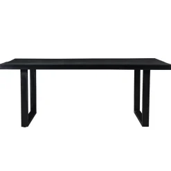 Rechthoekige Eettafels|Industriële Eettafels-Livingfurn - Eetkamertafel Kala - U-Poten - Mangohout - 200 cm - Zwart