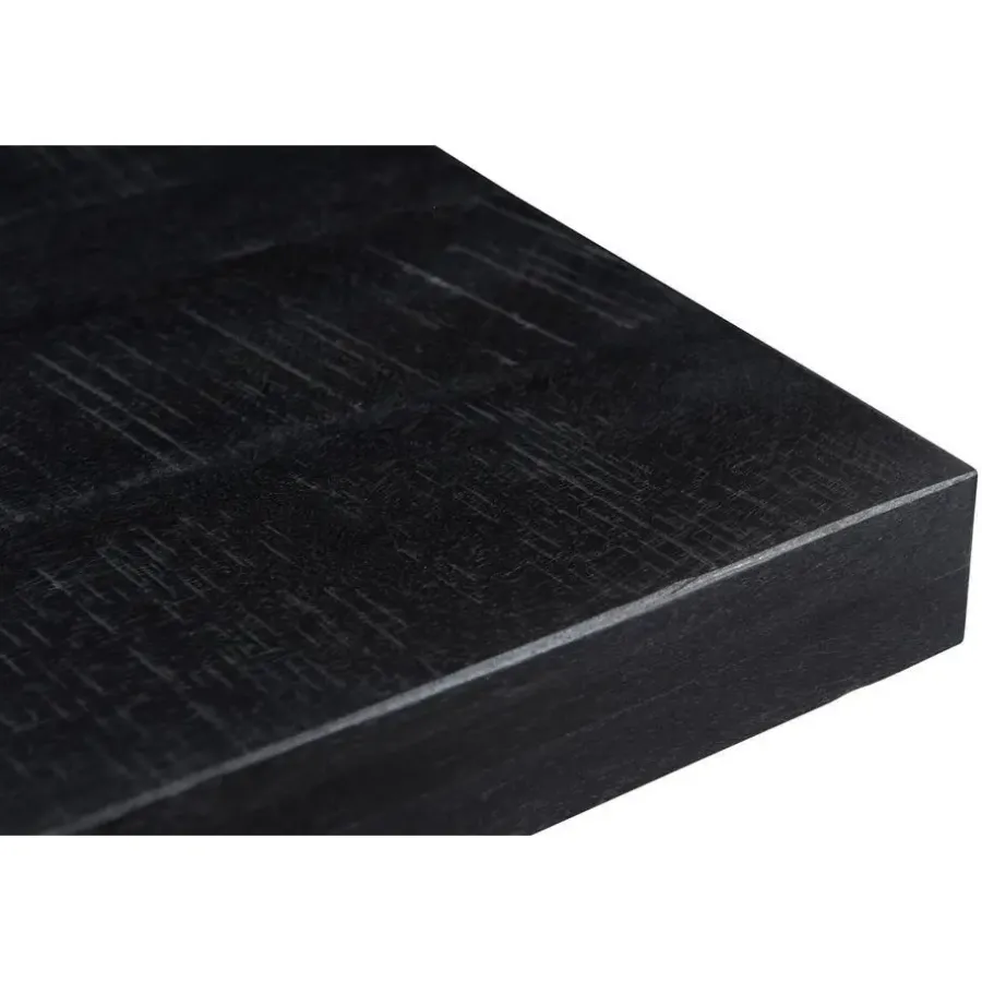 Rechthoekige Eettafels|Industriële Eettafels-Livingfurn - Eetkamertafel Kala - U-Poten - Mangohout - 200 cm - Zwart