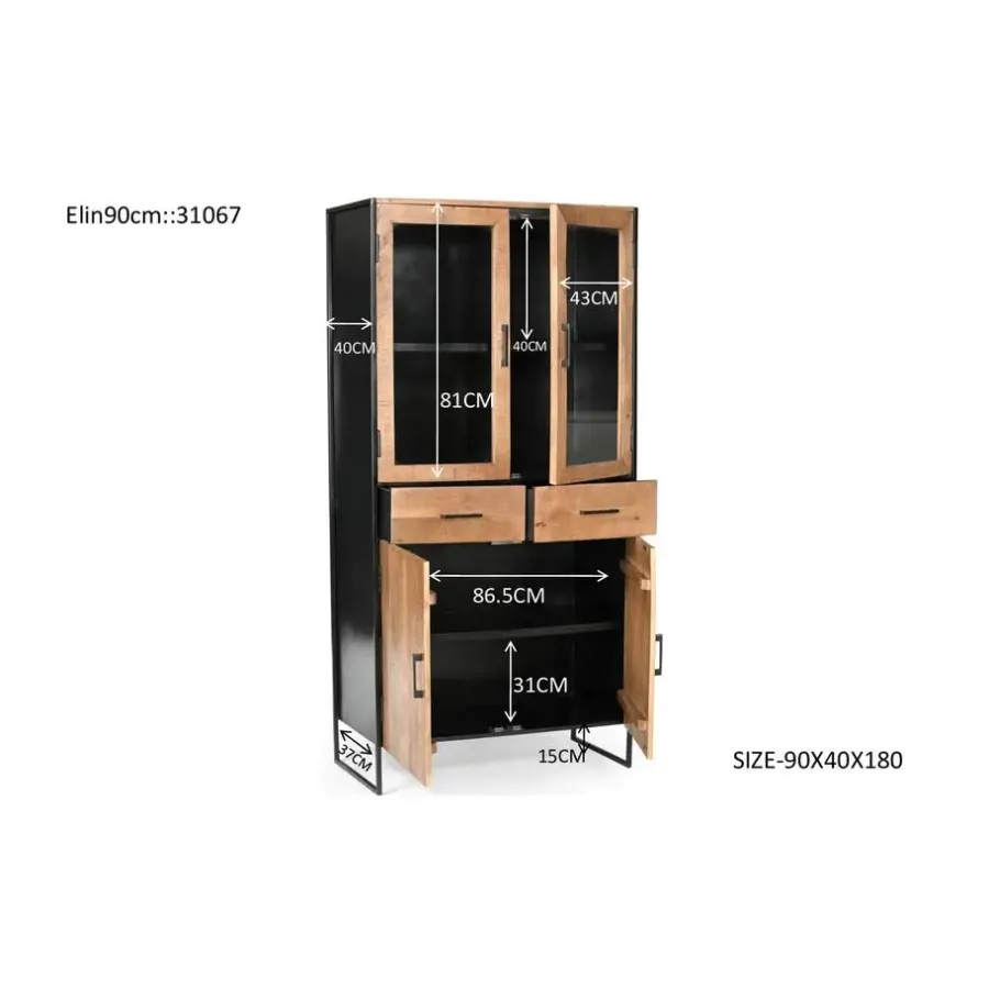 Buffetkasten-Livingfurn - Kabinetkast Elin - 90x40x180cm