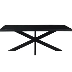 Rechthoekige Eettafels|Industriële Eettafels-Livingfurn - Moderne Zwarte Eetkamertafel - Spider - Mangohout - 180 cm