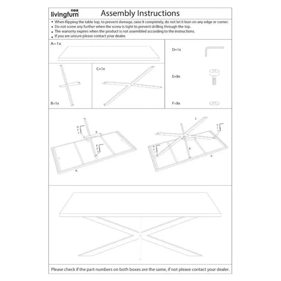 Rechthoekige Eettafels|Industriële Eettafels-Livingfurn - Moderne Zwarte Eetkamertafel - Spider - Mangohout - 180 cm
