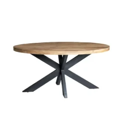 Industriële Eettafels|Ovale Eettafels-Brix LivingFurn - Ovale Eetkamertafel Mangohout - Eettafel -160cm - Bruin