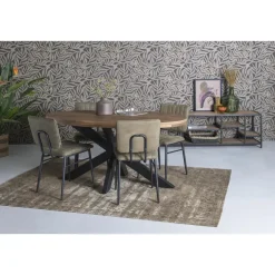 Industriële Eettafels|Ovale Eettafels-Brix LivingFurn - Ovale Eetkamertafel Mangohout - Eettafel -160cm - Bruin