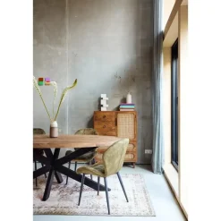 Industriële Eettafels|Ovale Eettafels-Brix LivingFurn - Ovale Eetkamertafel Mangohout - Eettafel -160cm - Bruin