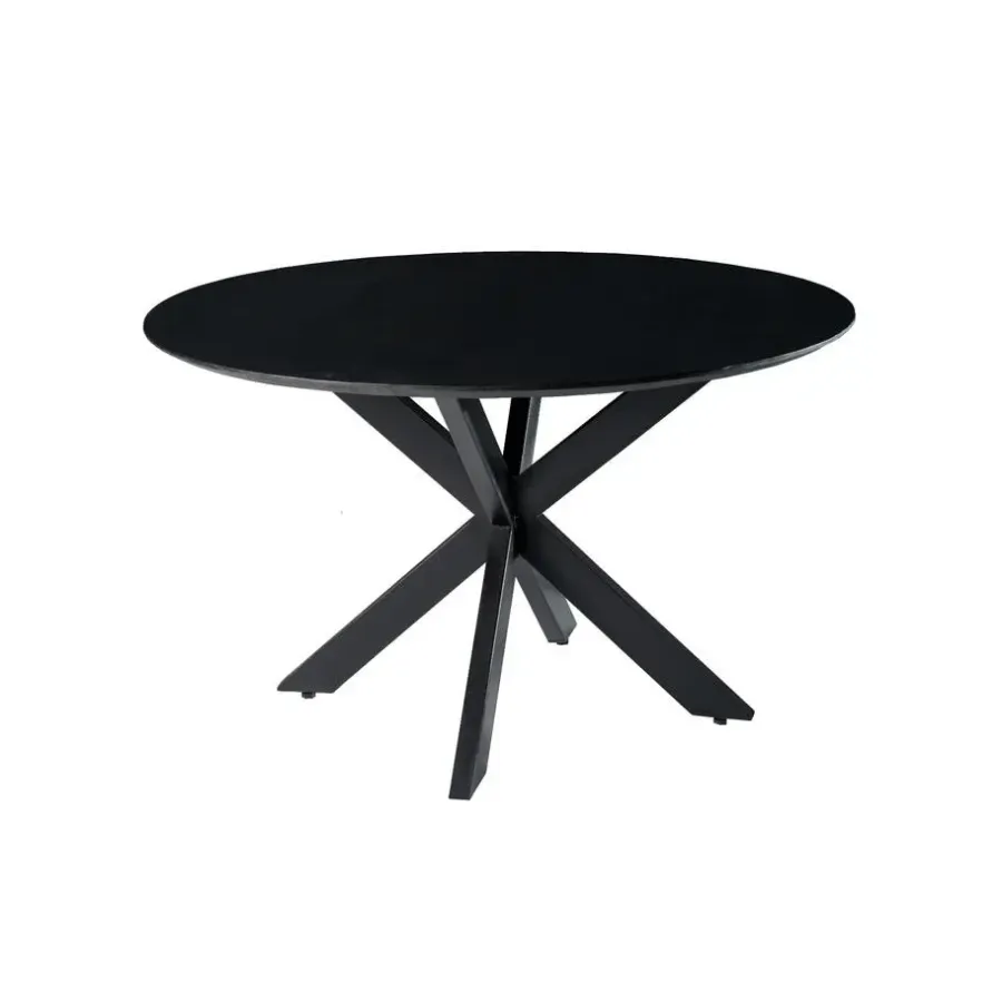 Industriële Eettafels|Ronde Eettafels-Livingfurn - Ronde Eetkamertafel Oslo Zwart - Acasiahout - 120 cm
