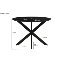 Industriële Eettafels|Ronde Eettafels-Livingfurn - Ronde Eetkamertafel Oslo Zwart - Acasiahout - 120 cm