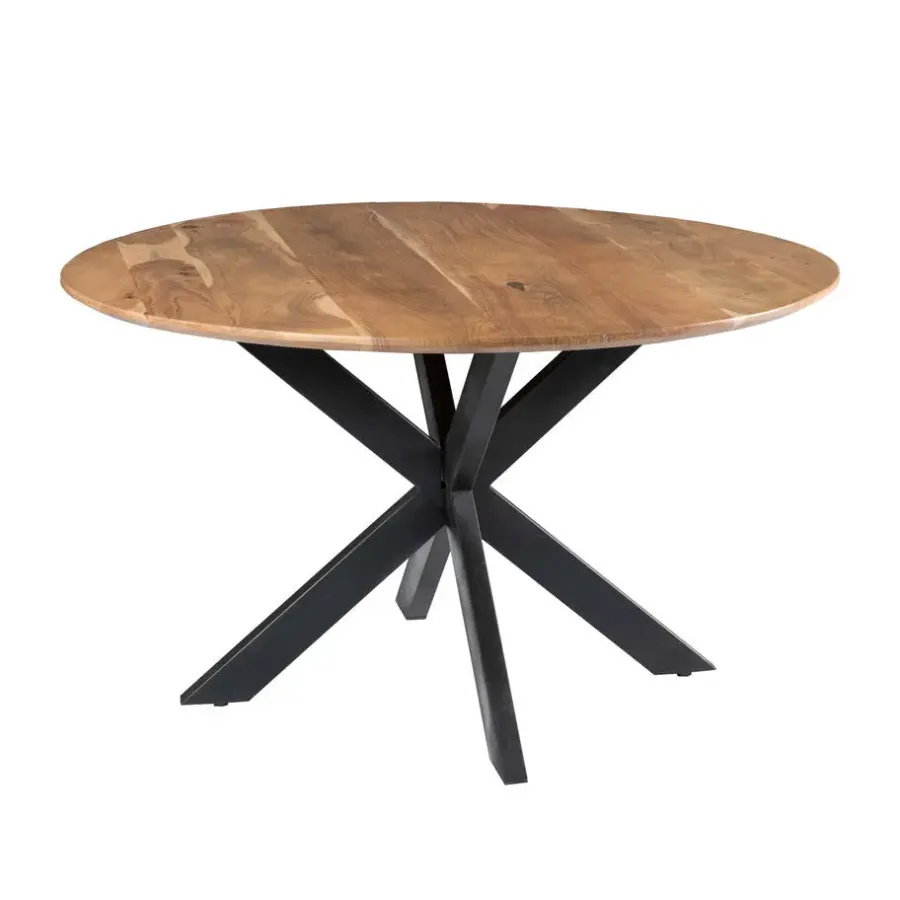 Industriële Eettafels|Ronde Eettafels-Livingfurn - Ronde Ovale Eetkamertafel - - Acasia Hout - 130 cm - Bruin
