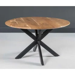 Industriële Eettafels|Ronde Eettafels-Livingfurn - Ronde Ovale Eetkamertafel - - Acasia Hout - 130 cm - Bruin