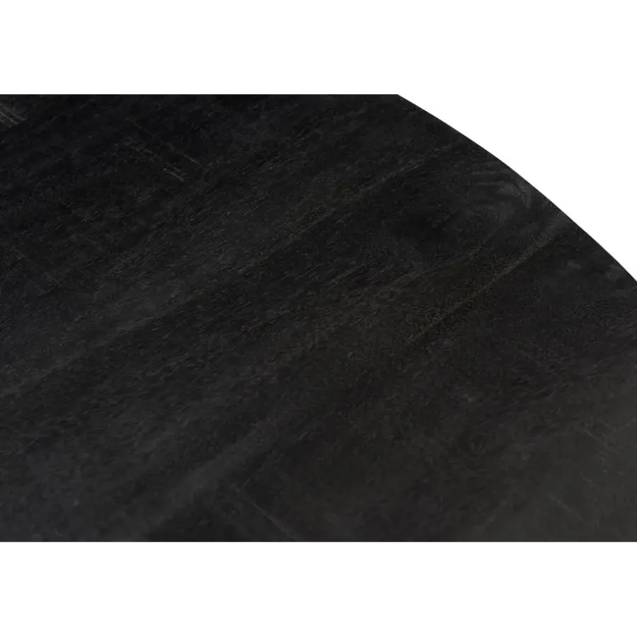 Livingfurn - Ronde Zwarte Eetkamertafel Kala - Mango Hout - 130 cm