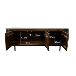 Livingfurn - TV Meubel Noor Walnut 170cm - Mangohout / Gecoat Staal