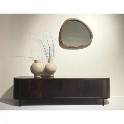 Livingfurn - TV Meubel Noor Walnut 170cm - Mangohout / Gecoat Staal