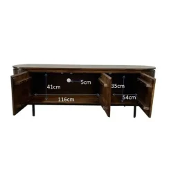 Livingfurn - TV Meubel Noor Walnut 170cm - Mangohout / Gecoat Staal
