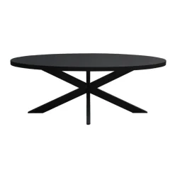 Livingfurn - Zwart Ovale Eetkamertafel - - Mango Hout - 210 cm