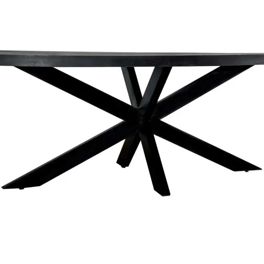 Livingfurn - Zwart Ovale Eetkamertafel - - Mango Hout - 210 cm