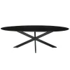 Industriële Eettafels|Ovale Eettafels-Livingfurn - Zwarte Eetkamertafel Oslo Ovaal - Acasia Hout - 240cm