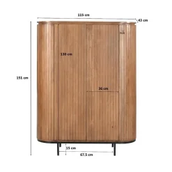Wandkasten-Livingfurn Kabinetkast Noor Naturel 150cm Mangohout