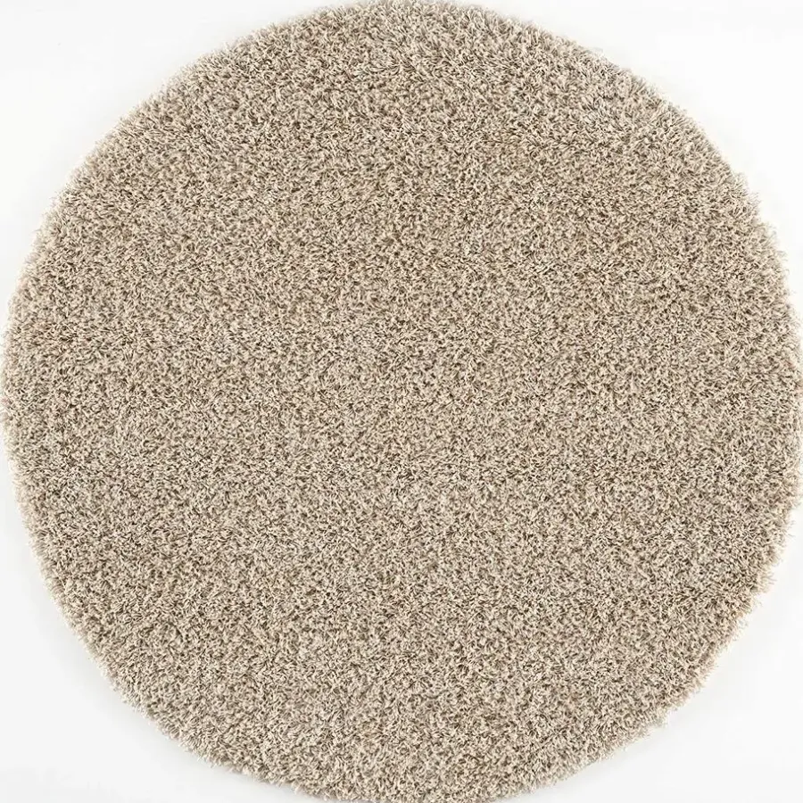 Hoogpolige Vloerkleden|Ronde Vloerkleden-Muratap Loca Shaggy Rond Vloerkleed Beige Hoogpolig - 240 CM ROND