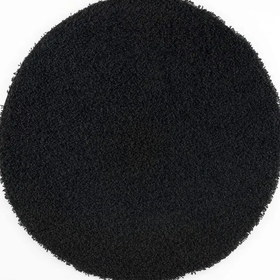 Muratap Loca Shaggy Rond Vloerkleed Zwart Hoogpolig - 150 CM ROND