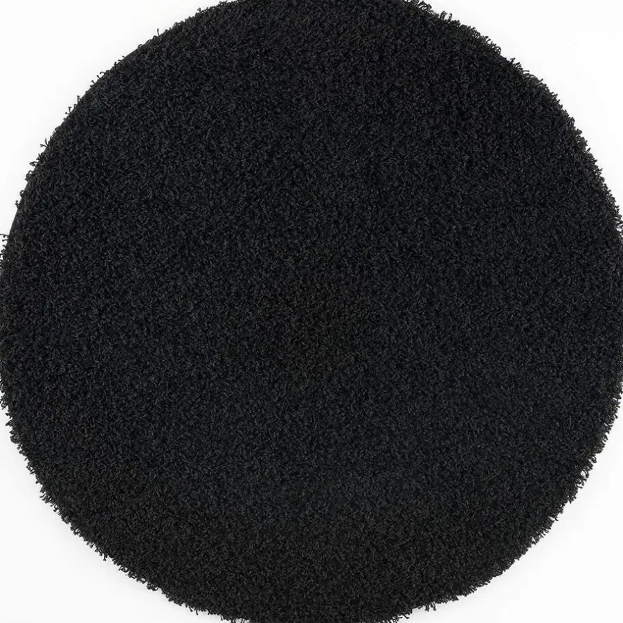 Muratap Loca Shaggy Rond Vloerkleed Zwart Hoogpolig - 150 CM ROND